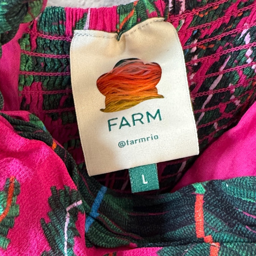 FARM Rio Vibrant Pink and Green Strapless Dress - Picture 12 of 15